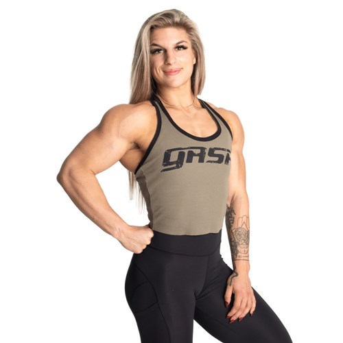 Gasp Rib crop t-back Zielone | XALU63589