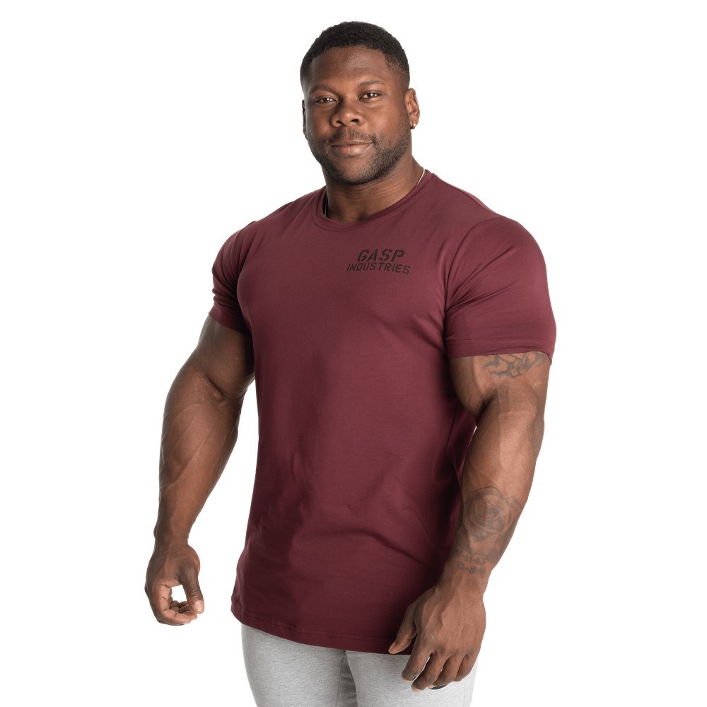 Gasp 89 Klasyczne Tapered Tee Bordowe | YTMO49538