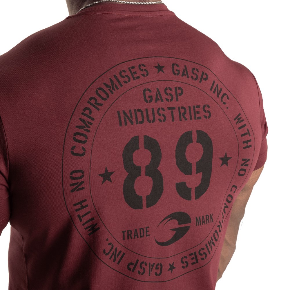 Gasp 89 Klasyczne Tapered Tee Bordowe | YTMO49538