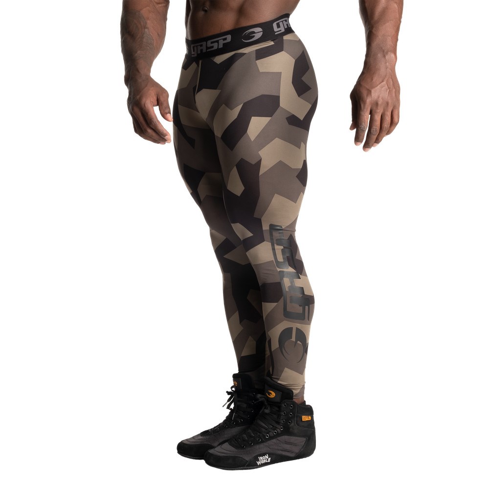 Gasp Core Tights Zielone Camo | VJZP25697