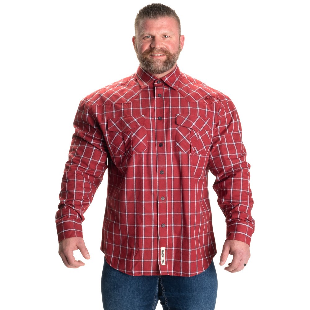 Gasp Gasp Flannel Shirt Czerwone Niebieskie | ONHV50428