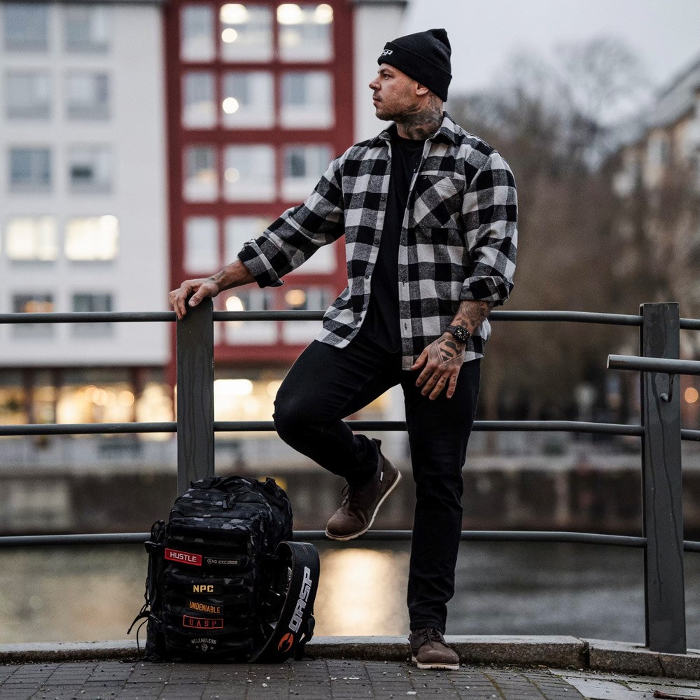 Gasp Heavy flannel shirt Szare Czarne | YRUA94576