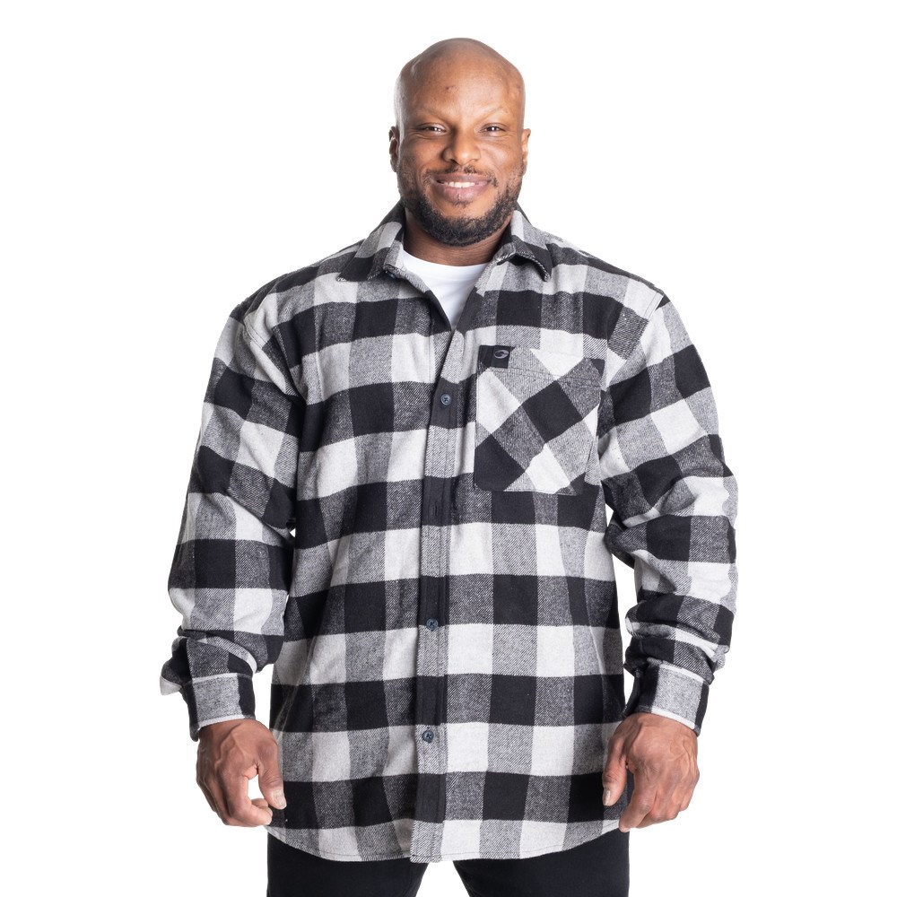 Gasp Heavy flannel shirt Szare Czarne | YRUA94576