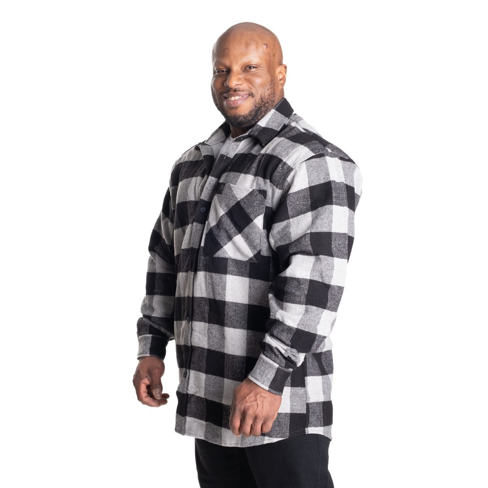 Gasp Heavy flannel shirt Szare Czarne | YRUA94576