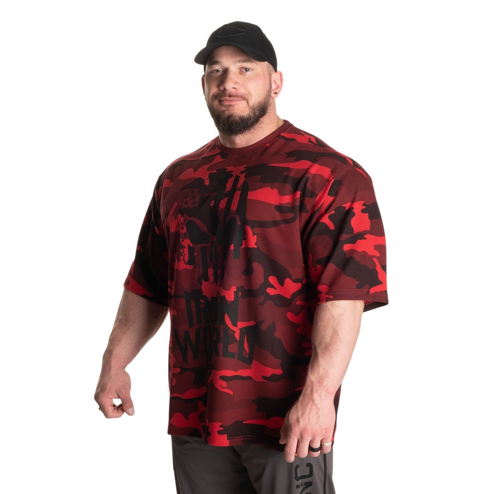 Gasp Thermal Skull Tee Czerwone Camo | DRUW74619